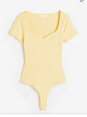 H&M Ribbed Butter Yellow Bodysuit